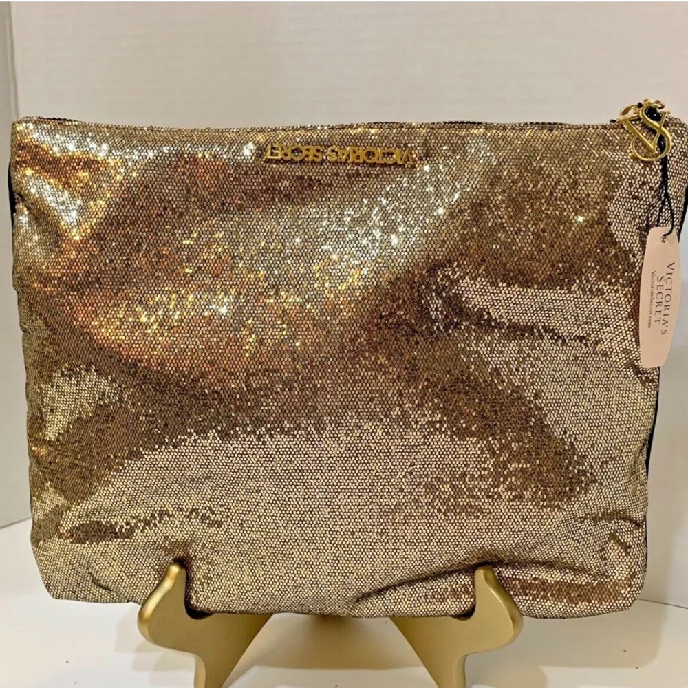 NWT Victoria Secret Gold Sparkle Clutch Ltd Ed